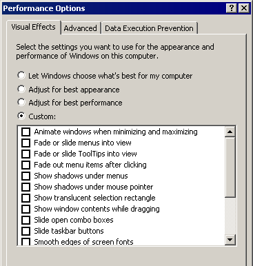 Perfomance Options