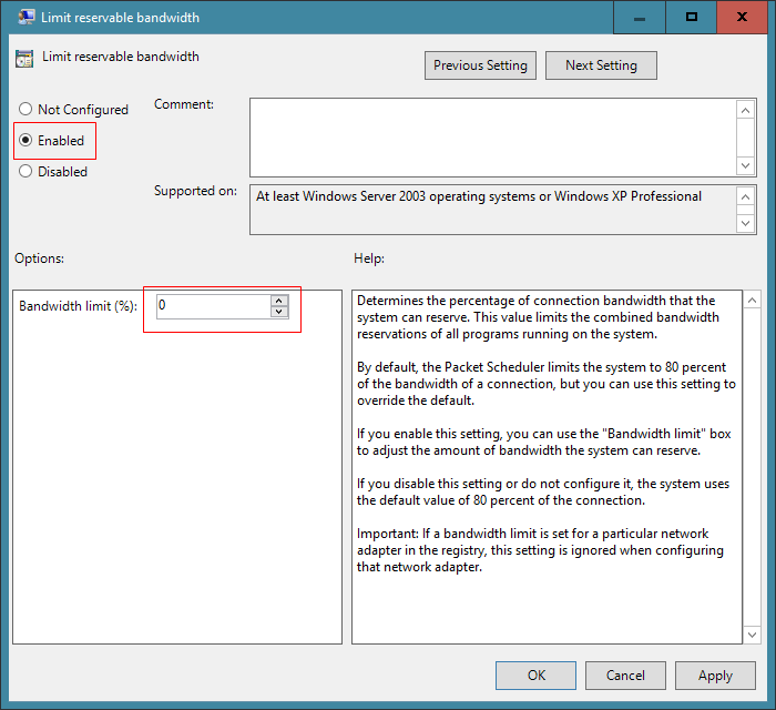 Limit reservable bandwidth